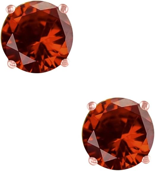 AoneJewelryRound Garnet Earrings for Women In 14k Yellow Gold Prong-Setting Gemstone Wedding Jewelry Collection