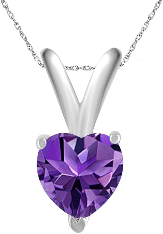 0.95Ct Heart Pendant in 14k White Gold (7 mm), Best Valentinesday Gift