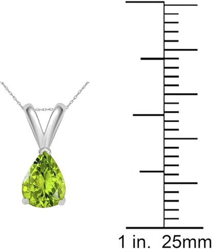 0.45Ct Pear Peridot Pendant in 14k White Gold (6x4 mm), Best Valentinesday Gift