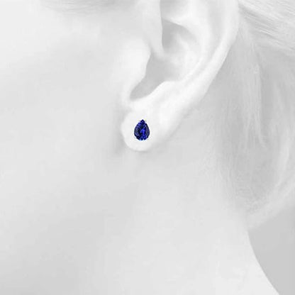 AoneJewelryPear Tanzanite Earrings for Women in 14k White Gold (6x4 mm) Prong-Setting Gemstone Wedding Jewelry Collection