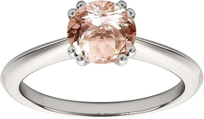 Morganite 1.00 Carat Gemstone Solitaire Ring In 10K White Rose & Yellow Gold, Best Valentinesday Gift