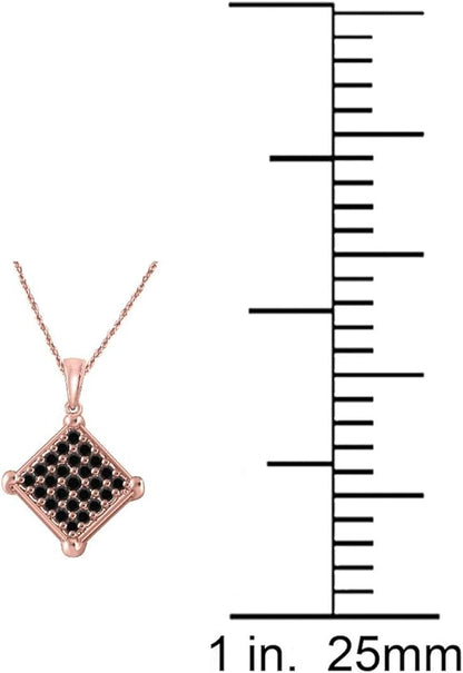 Beautiful Black Diamond 1 Ct. Square Pendant Necklace in 10k Rose, White & Yellow Gold., Best Valentinesday Gift