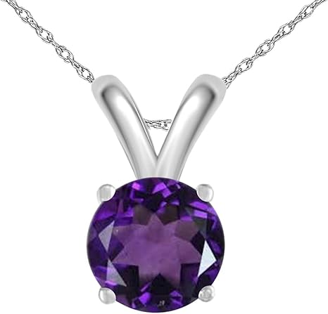 1.10Ct Round Pendant in 14k White Gold (7 mm), Best Valentinesday Gift