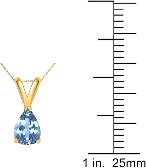 0.45Ct Pear Blue Topaz Pendant in 14k Yellow Gold (6x4 mm), Best Valentinesday Gift