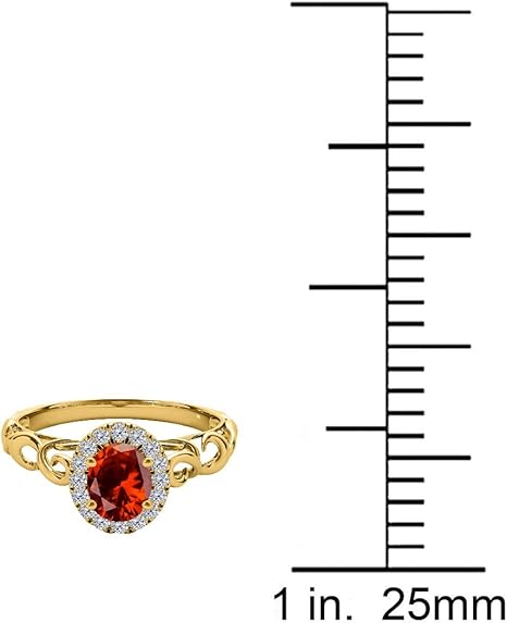 1.35 Carat Oval Shape Garnet And Diamond Ring In 10K Solid Rose, White & Yellow Gold, Best Valentinesday Gift