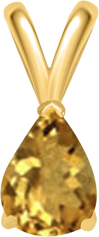 0.45Ct Pear Citrine Pendant in 14k Yellow Gold (6x4 mm), Best Valentinesday Gift