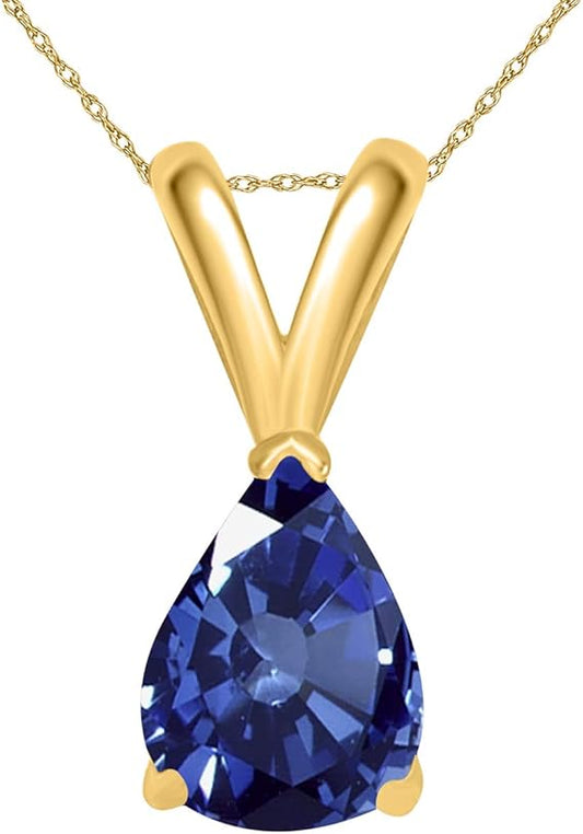 0.45Ct Pear Sapphire Pendant in 14k Yellow Gold (6x4 mm), Best Valentinesday Gift