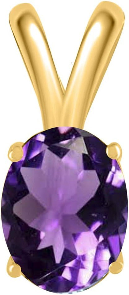 0.45Ct Oval Amethyst Pendant in 14k Yellow Gold (6x4 mm), Best Valentinesday Gift