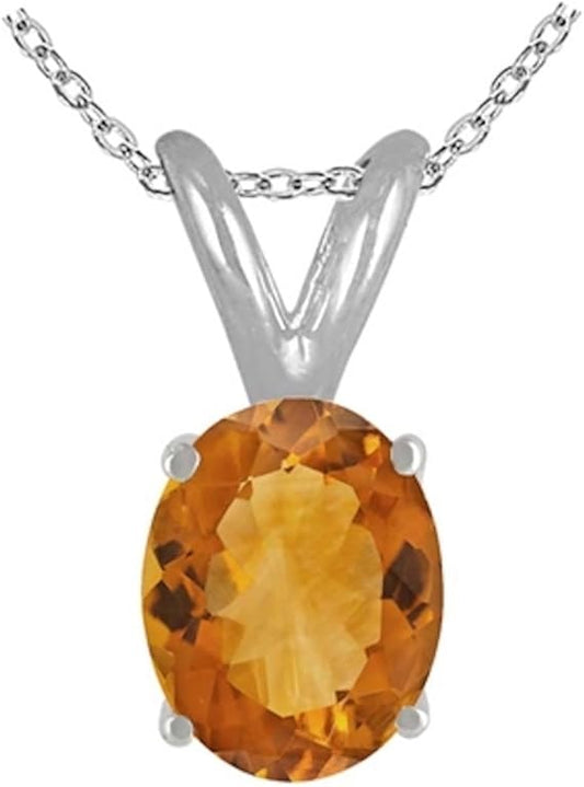 0.80Ct Oval Citrine Pendant in Sterling Silver (7x5 mm)