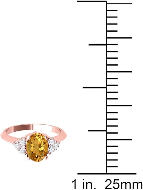 10K Rose Gold 1.55 Carat Oval Shape Citrine & Diamond Gemstone Ring, Best Valentinesday Gift