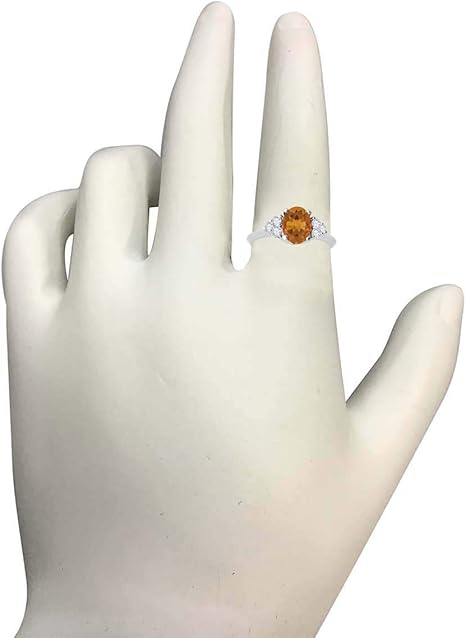 10K Rose Gold 1.55 Carat Oval Shape Citrine & Diamond Gemstone Ring, Best Valentinesday Gift