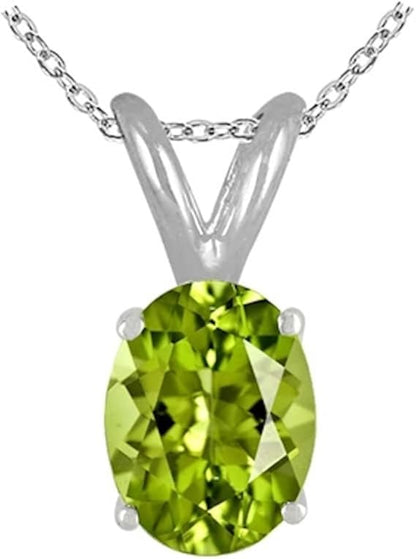 0.45Ct Oval Peridot Pendant in Sterling Silver (6x4 mm)