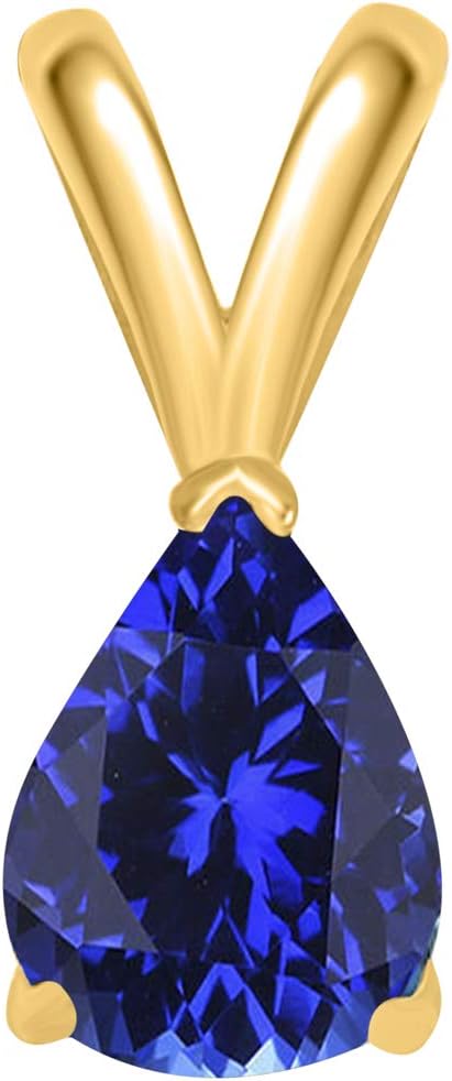 0.45Ct Pear Tanzanite Pendant in 14k Yellow Gold (6x4 mm), Best Valentinesday Gift