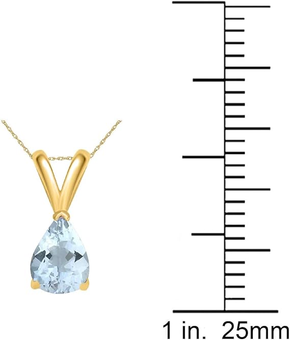 0.45Ct Pear Aquamarine Pendant in 14k Yellow Gold (6x4 mm), Best Valentinesday Gift