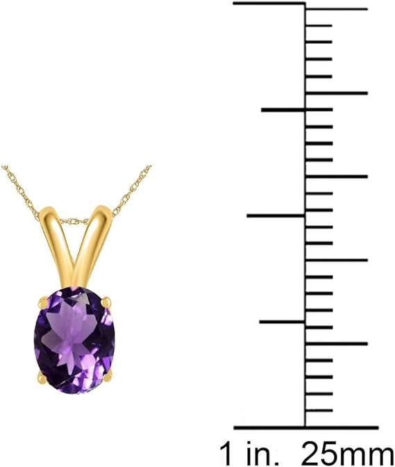 0.45Ct Oval Amethyst Pendant in 14k Yellow Gold (6x4 mm), Best Valentinesday Gift