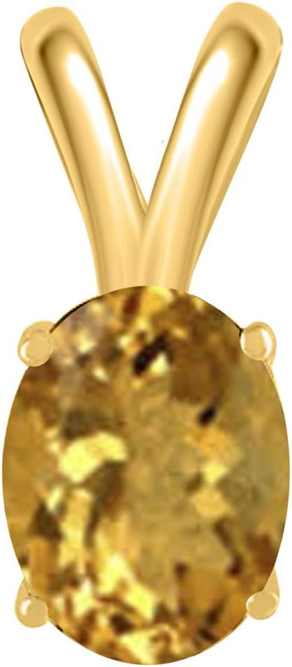 0.45Ct Oval Citrine Pendant in 14k Yellow Gold (6x4 mm), Best Valentinesday Gift