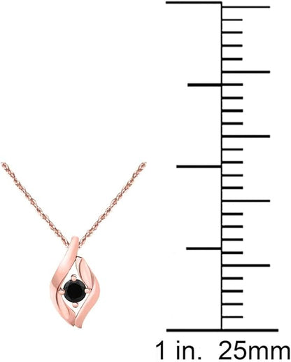 1/2 Carat Natural Black Diamond Pendant In 10K Rose, White & Yellow Gold, Best Valentinesday Gift