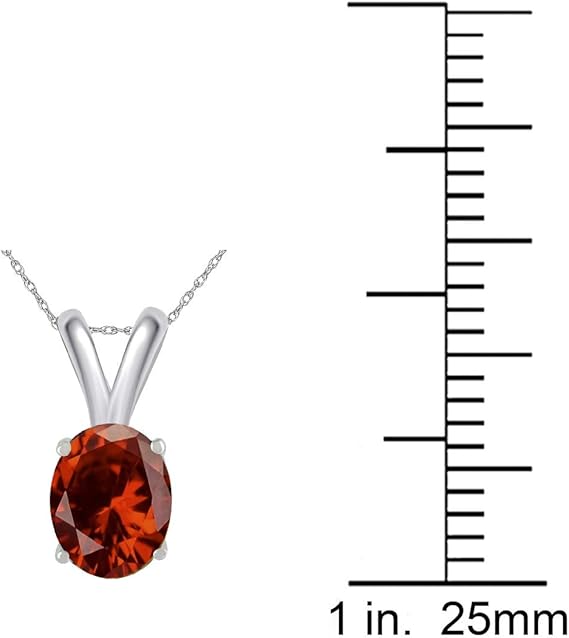 1.70Ct Oval Garnet Pendant in 14k White Gold (9x7 mm), Best Valentinesday Gift