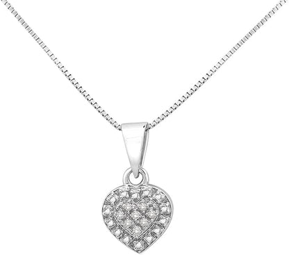 0.03Ct White Diamond Heart Pendant In Sterling Silver