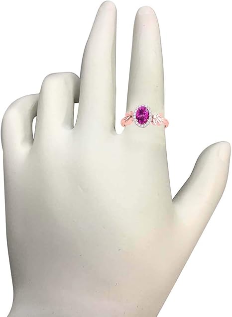 Diamond And Gemstone Ring In 10K Solid Rose, White & Yellow Gold, Best Valentinesday Gift