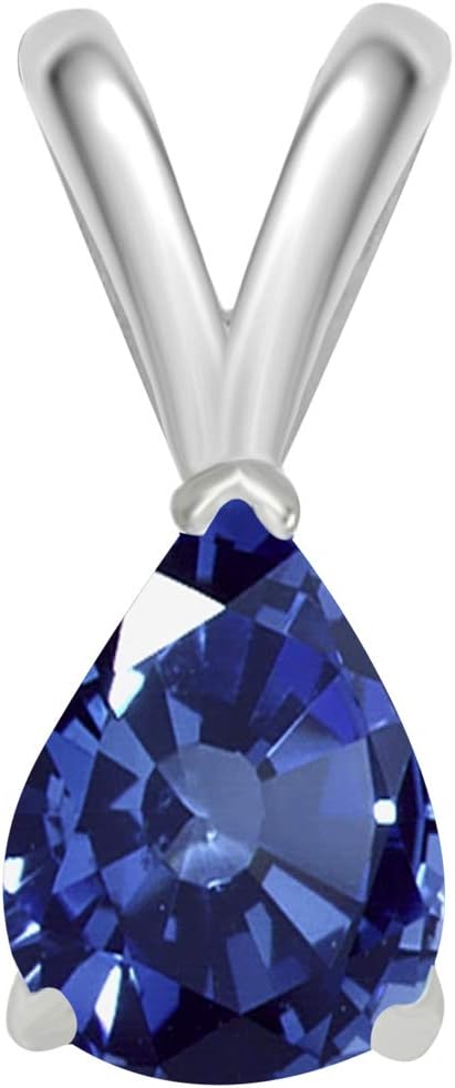 0.45Ct Pear Sapphire Pendant in 14k White Gold (6x4 mm), Best Valentinesday Gift