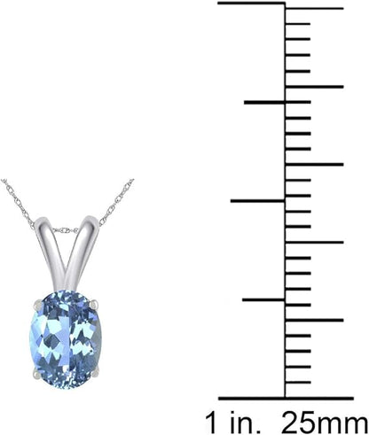 0.45Ct Oval Blue Topaz Pendant in 14k White Gold (6x4 mm), Best Valentinesday Gift