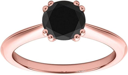 1.00 Carat Black Diamond Solitaire Ring In 10K Solid White, Yellow & Rose Gold, Best Valentinesday Gift