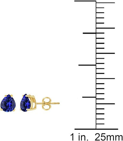 AoneJewelryPear Tanzanite Earrings for Women in 14k Yellow Gold (6x4 mm) Prong-Setting Gemstone Wedding Jewelry Collection