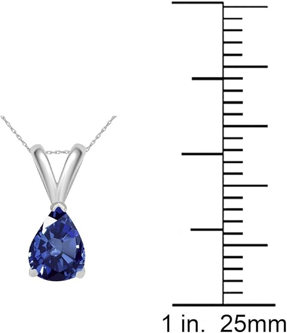 0.45Ct Pear Sapphire Pendant in 14k White Gold (6x4 mm), Best Valentinesday Gift