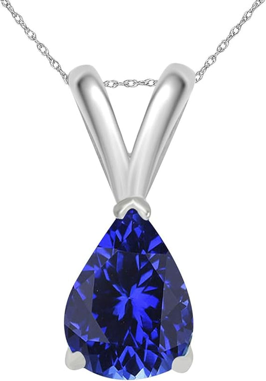 0.45Ct Pear Tanzanite Pendant in 14k White Gold (6x4 mm), Best Valentinesday Gift