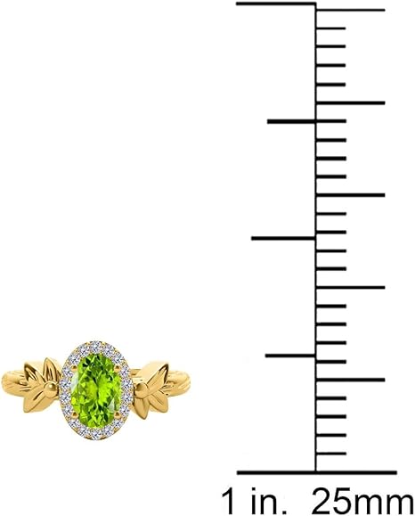 Oval Shape Peridot And Diamond Ring In 10K Solid Rose, White & Yellow Gold, Best Valentinesday Gift