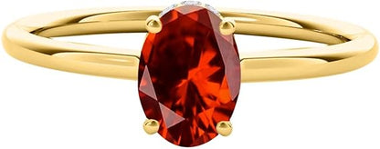 1.45 Cttw Oval Shape Garnet And White Diamond (H-I, I1-I2) Ring made in 10K Rose, White, Yellow Gold