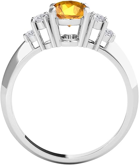 10K White Gold 1.55 Carat Oval Shape Citrine & Diamond Gemstone Ring, Best Valentinesday Gift