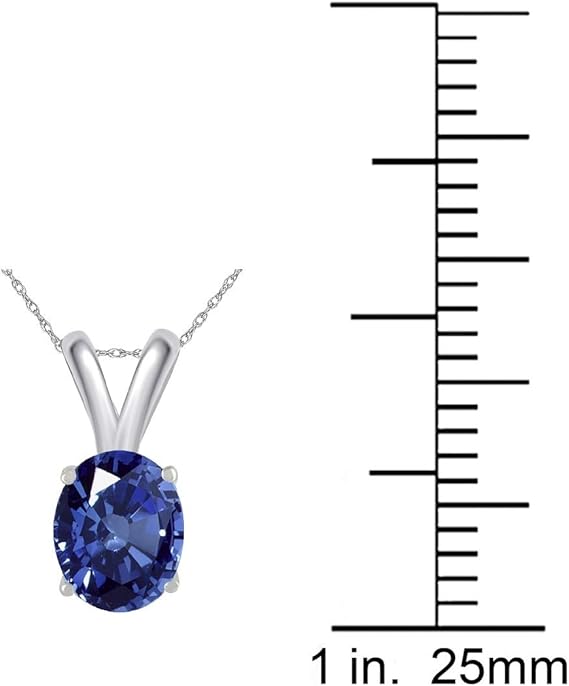 0.45Ct Oval Sapphire Pendant in 14k White Gold (6x4 mm), Best Valentinesday Gift