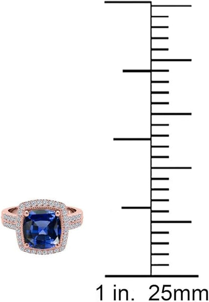 2.50 Carat Cushion Cut Gemstone And Diamond Ring In 10K Solid Gold, Best Valentinesday Gift