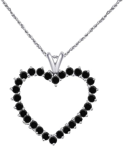 10K 2.00 Carat Black Diamond Heart Shaped Pendant In Rose, White & Yellow Gold, Best Valentinesday Gift