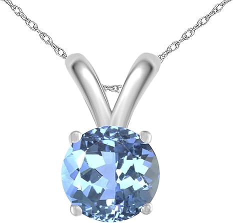 1.10Ct Round Pendant in 14k White Gold (7 mm), Best Valentinesday Gift