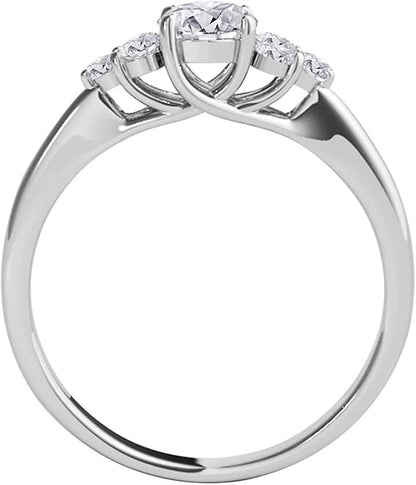 AoneJewelry 1/2 Carat Diamond Seven Stone Engagement Wedding Ring In 10K White Gold, Best Valentinesday Gift