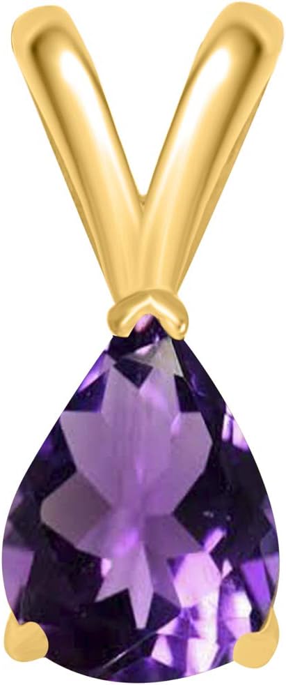 0.45Ct Pear Amethyst Pendant in 14k Yellow Gold (6x4 mm), Best Valentinesday Gift