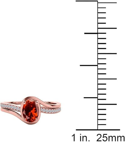 1.40 Carat Garnet And Diamond Ring In Solid Rose, White & Yellow Gold, Best Valentinesday Gift