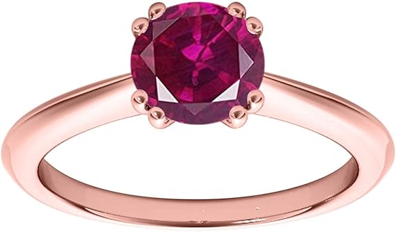 1.00 Carat Created Round Ruby/Gemstone Ring In 10K White, Yellow & Rose Gold, Best Valentinesday Gift