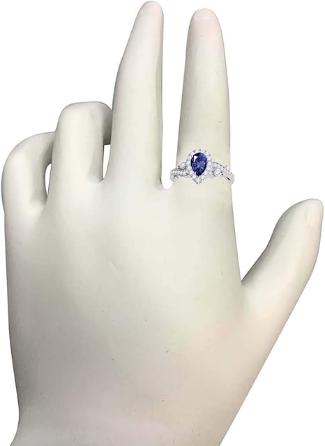 10K Sapphire And Diamond Ring In 1.00 Carat Solid White & Yellow Gold, Best Valentinesday Gift