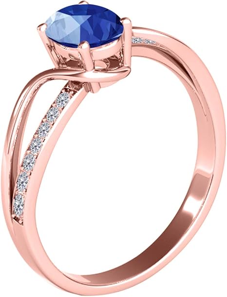 10K 1.00 Carat Sapphire And Diamond Ring In Rose, Yellow White Gold, Best Valentinesday Gift