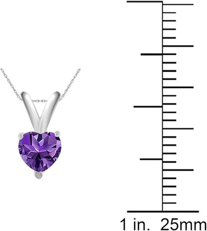 AoneJewelry 0.25Ct Heart Amethyst Pendant in 14k White Gold (4 mm), Best Valentinesday Gift