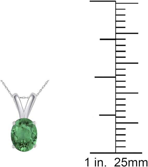 0.45Ct Oval Emerald Pendant in 14k White Gold (6x4 mm), Best Valentinesday Gift