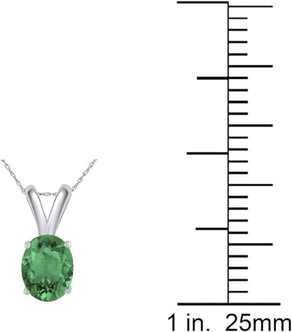 0.45Ct Oval Emerald Pendant in 14k White Gold (6x4 mm), Best Valentinesday Gift