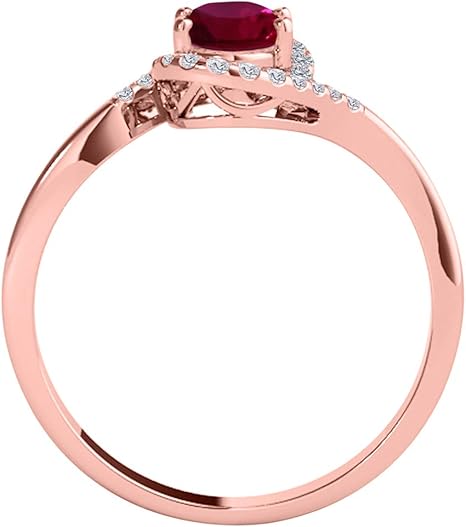 10K 1.00 Carat Diamond And Oval Shape Gemstone Ring In Rose, White & Yellow Gold, Best Valentinesday Gift