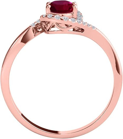 10K 1.00 Carat Diamond And Oval Shape Gemstone Ring In Rose, White & Yellow Gold, Best Valentinesday Gift