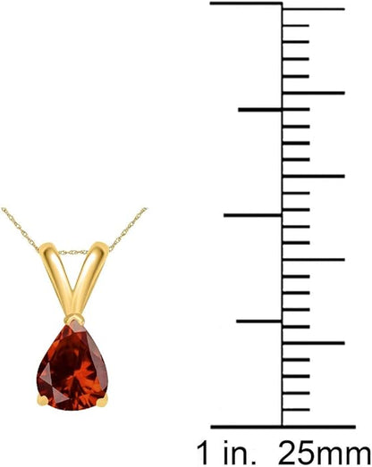 0.45Ct Pear Garnet Pendant in 14k Yellow Gold (6x4 mm), Best Valentinesday Gift