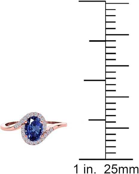 1.00 Carat Sapphire & Diamond Ring In Solid Rose, White & Yellow Gold 10K, Best Valentinesday Gift